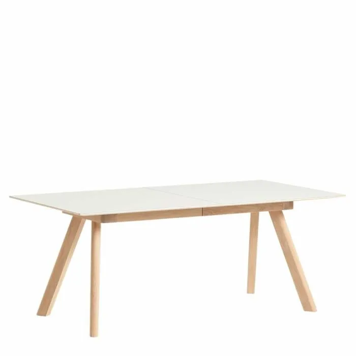 Betaalbaar Hay CPH30 uitschuifbaar mat gelakt eiken onderstel tafel-Off-white-200-400x90 cm