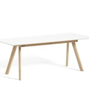 Meest Verkocht Hay CPH30 uitschuifbaar mat gelakt eiken onderstel tafel-Wit-200-400x90 cm