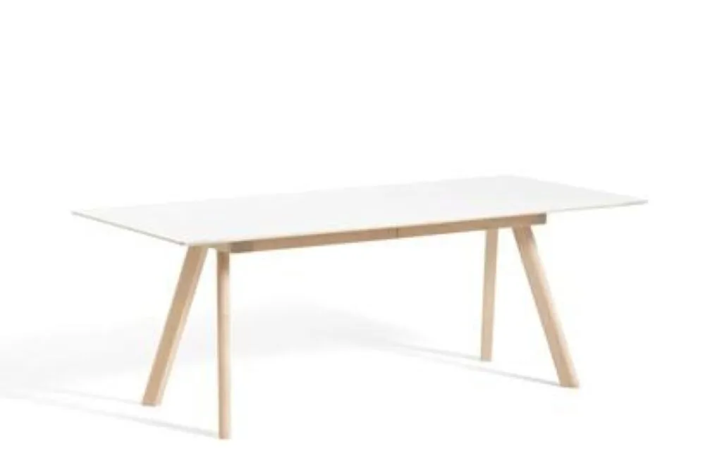 Betrouwbaar Hay CPH30 uitschuifbaar mat gelakt eiken onderstel tafel-Wit-250-450x90 cm