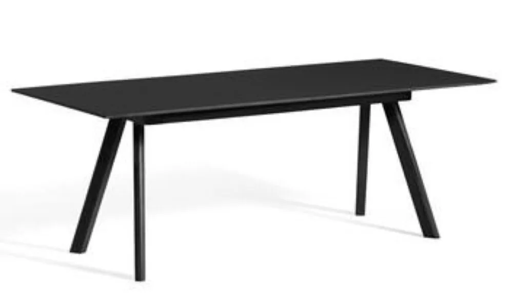 Hay CPH30 uitschuifbaar zwart water-based onderstel tafel-Zwart Lino-200-400x90 cm Laatste Kans