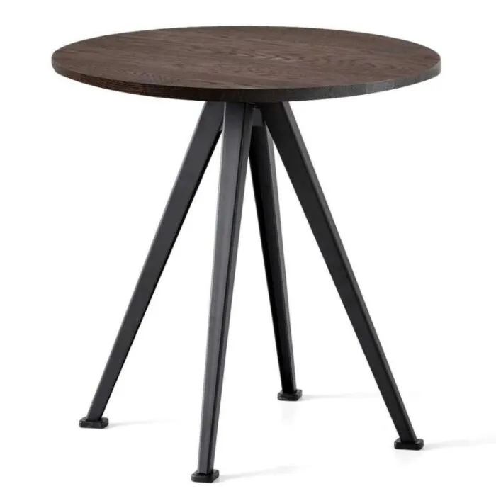 HAY Pyramid 21 Café rond tafel-Zwart-70x74 cm (Øxh)-Gerookt eiken Voordeelprijs