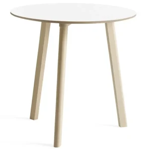 HAY CPH Deux 220 tafel-Pearl white-75x73 cm (Øxh)-Massief beuken onbehandeld Direct Verzonden