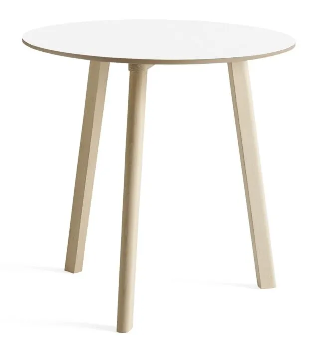 HAY CPH Deux 220 tafel-Pearl white-75x73 cm (Øxh)-Massief beuken onbehandeld Direct Verzonden