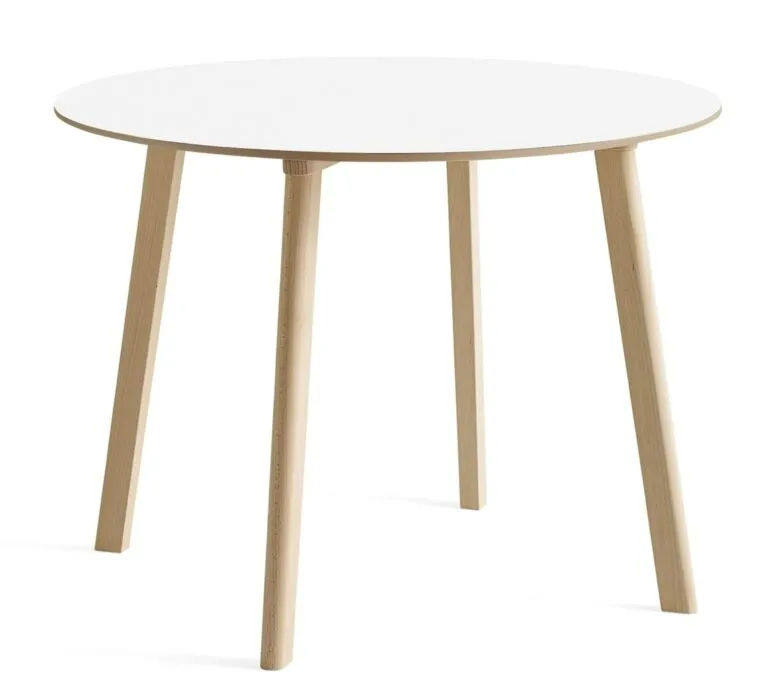 Op = Op HAY CPH Deux 220 tafel-Pearl white-98x73 cm (Øxh)-Massief beuken onbehandeld