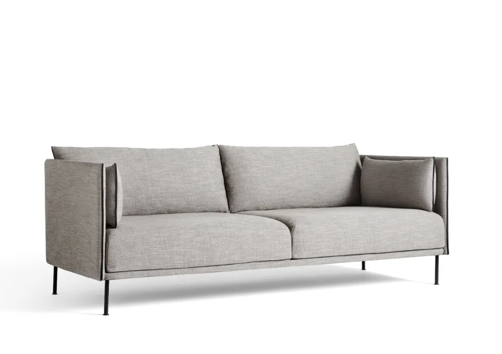 HAY Silhouette Sofa mono 3-zits bank-Ruskin 33-Gepoedercoat Zwart Nieuw