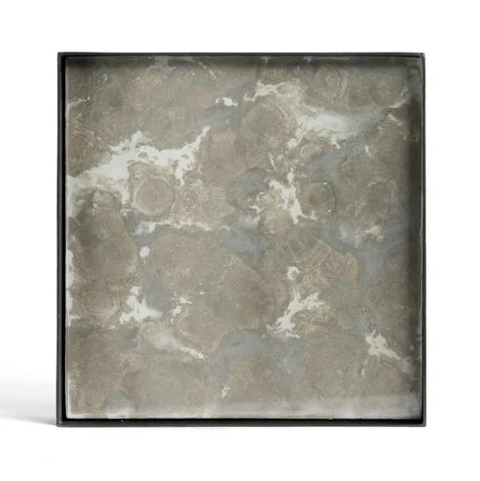 Premium Ethnicraft Fossil Organic glass dienblad-16x16 cm