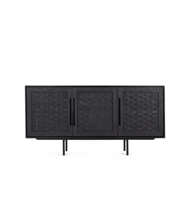 d-Bodhi Karma Charcoal laag dressoir 3 deurtjes-Charcoal/Black Actieprijs