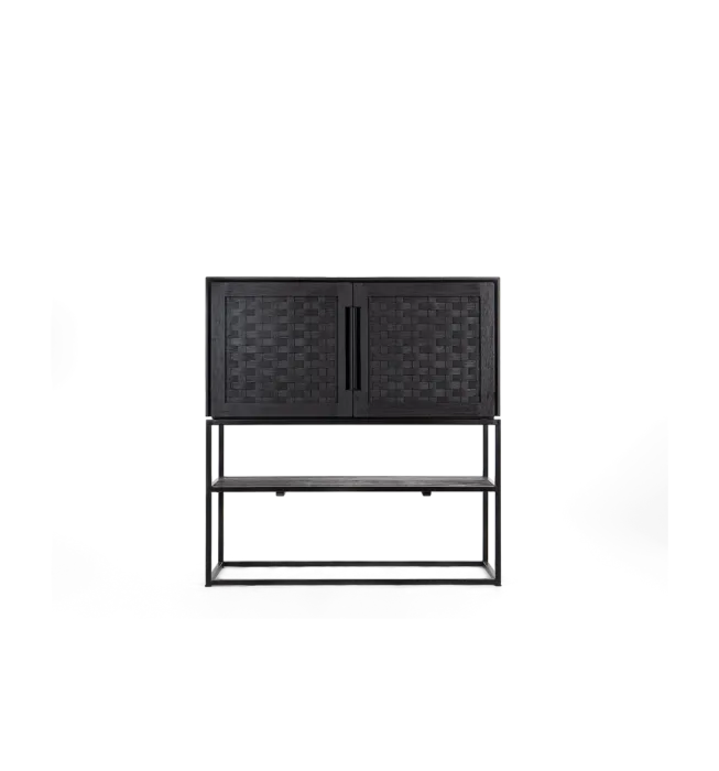 Snelle Levering d-Bodhi Karma Charcoal hoog dressoir 2 deurtjes, 1 open plank