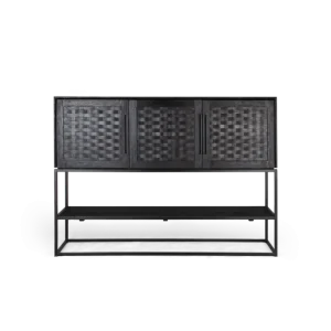 Nu Kopen d-Bodhi Karma Charcoal hoog dressoir 3 deurtjes, 1 open plank