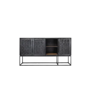 d-Bodhi Karma Charcoal hoog dressoir 3 deurtjes, 2 open vakken Beste Prijs
