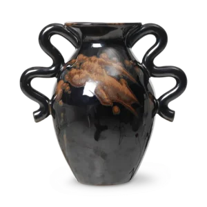 Ferm Living Verso vaas-Black with brown splash Merkproduct