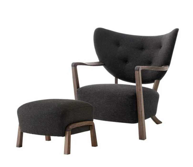 &tradition Wulff fauteuil + poef oiled walnut-Hallingdal 376 Fabrieksprijs