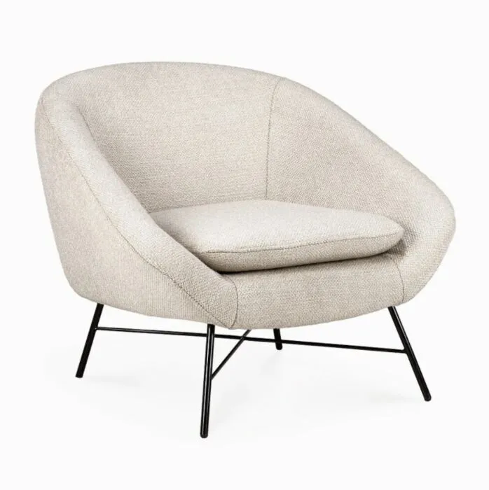 Uitverkoop Ethnicraft Barrow fauteuil-Gebroken wit