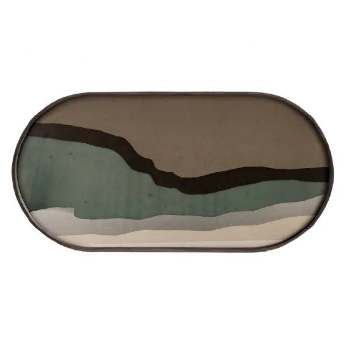 Ethnicraft Graphite Wabi Sabi glazen dienblad Tijdelijk Beschikbaar