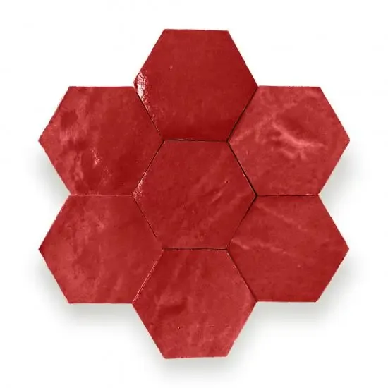 Zelliges Alhambra Alhambra Hexagone 38 Rouge Coral Tijdelijk Beschikbaar