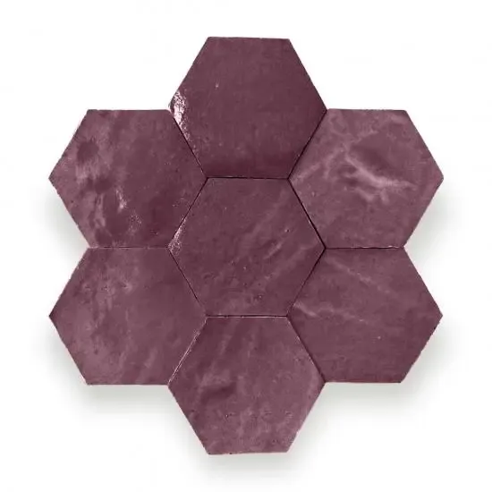 Zelliges Alhambra Alhambra Hexagone 28 Aubergine Seizoensaanbieding