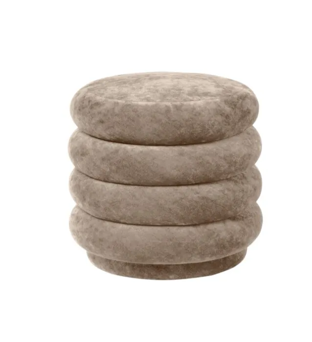 Actieprijs Ferm Living Pouf Round Velvet-Beige
