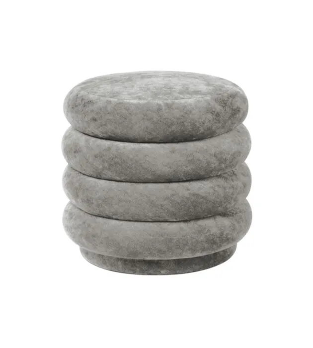 Speciale Aanbieding Ferm Living Pouf Round Velvet-Concrete