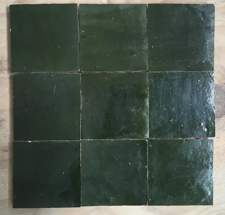 Zelliges Qarmida dark victorian green 36 gemêleerd 10 x 10 cm per 0,5 m2 Snelle Levering