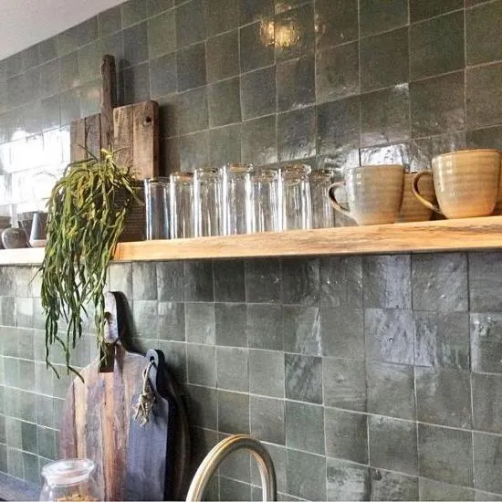 Zelliges Qarmida groen grijs donker 3310 gemêleerd 10 x 10 cm per 0,5 m2 Direct Verzonden