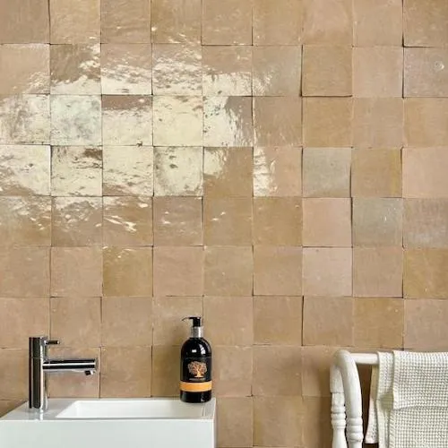 Favoriet Zelliges Qarmida licht mocca beige 08 gemêleerd 10 x 10 cm per 0,5 m2