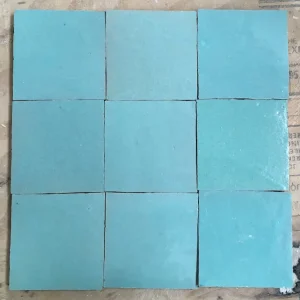 Zelliges Qarmida turquoise 44 gemêleerd 10 x 10 cm per 0,5 m2 Seizoensaanbieding