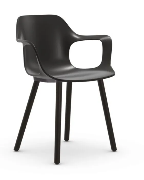 Vitra Hal RE Armchair Wood onderstel donker eiken-Diep zwart Shop Nu