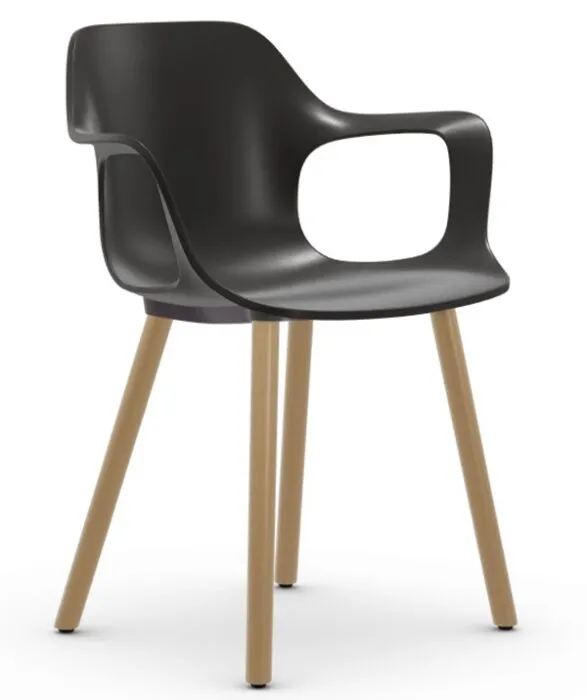 Vitra Hal RE Armchair Wood onderstel eiken naturel-Diepzwart Aanbieding