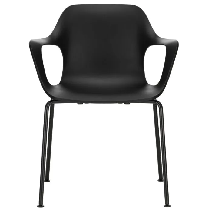 Favoriet Vitra Hal RE Tube armstoel zwart poedercoating onderstel-Diepzwart