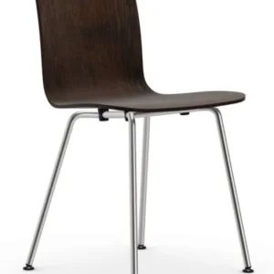 Laatste Versie Vitra Hal Ply Tube stoel verchroomd onderstel-Donker eiken