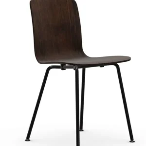 Korting Vitra Hal Ply Tube stoel zwart poedercoating onderstel-Donker eiken