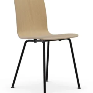 Korting Vitra Hal Ply Tube stoel zwart poedercoating onderstel-Eiken naturel