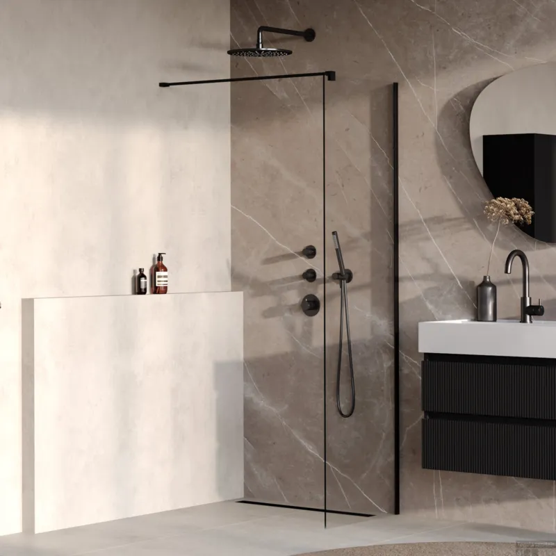 BRAUER Oblivion inloopdouche helder glas 60x200 incl. glascoating mat zwart Exclusieve Aanbieding