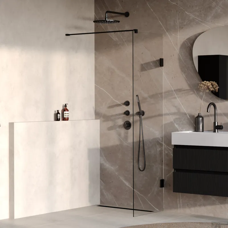 BRAUER Void inloopdouche helder glas 50x200 incl. glascoating mat zwart Beperkt Aanbod