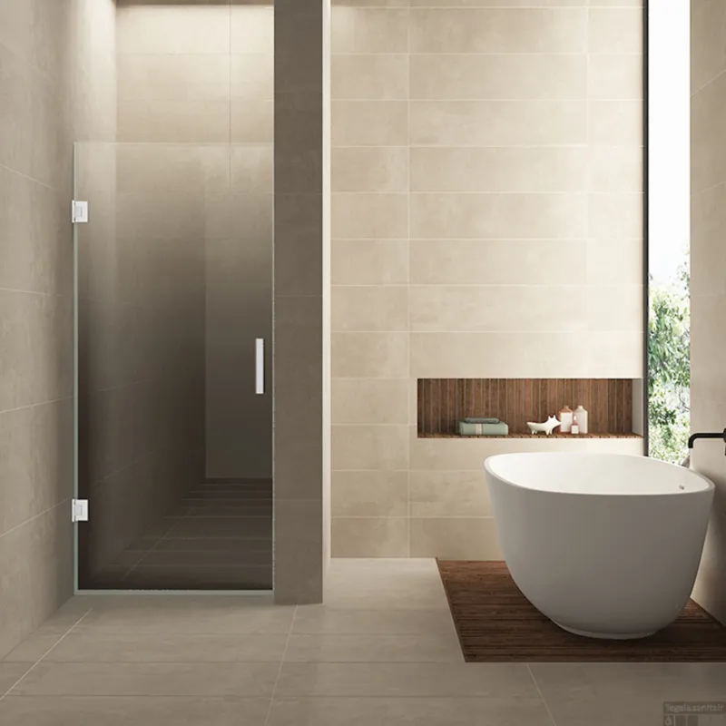 Beste Prijs Nisdeur Links Wiesbaden Less 70x200 cm 8 mm Nano Spiegelrook- Naar Helder Glas Mat Wit