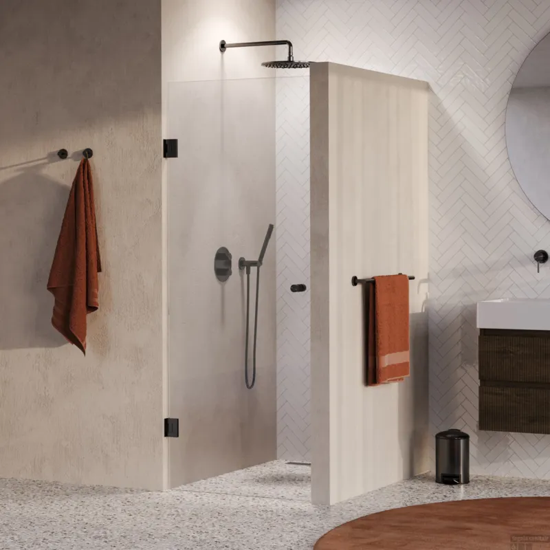BRAUER Void Carving nisdeur helder glas 70x200 omkeerbaar incl. glascoating PVD gunmetal geborsteld Must-Have