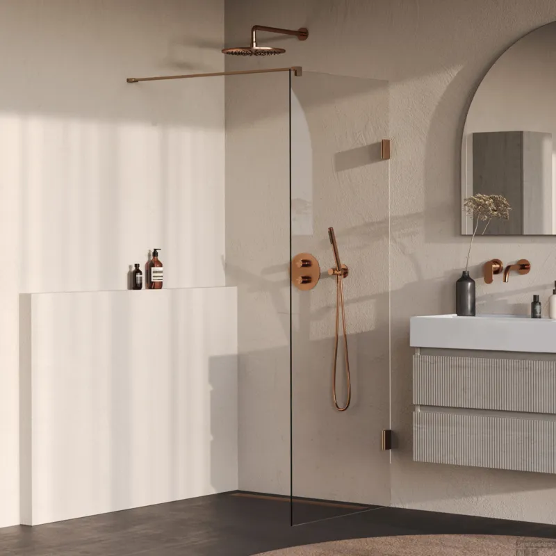 BRAUER Void inloopdouche helder glas 80x200 incl. glascoating PVD koper geborsteld Lage Prijs