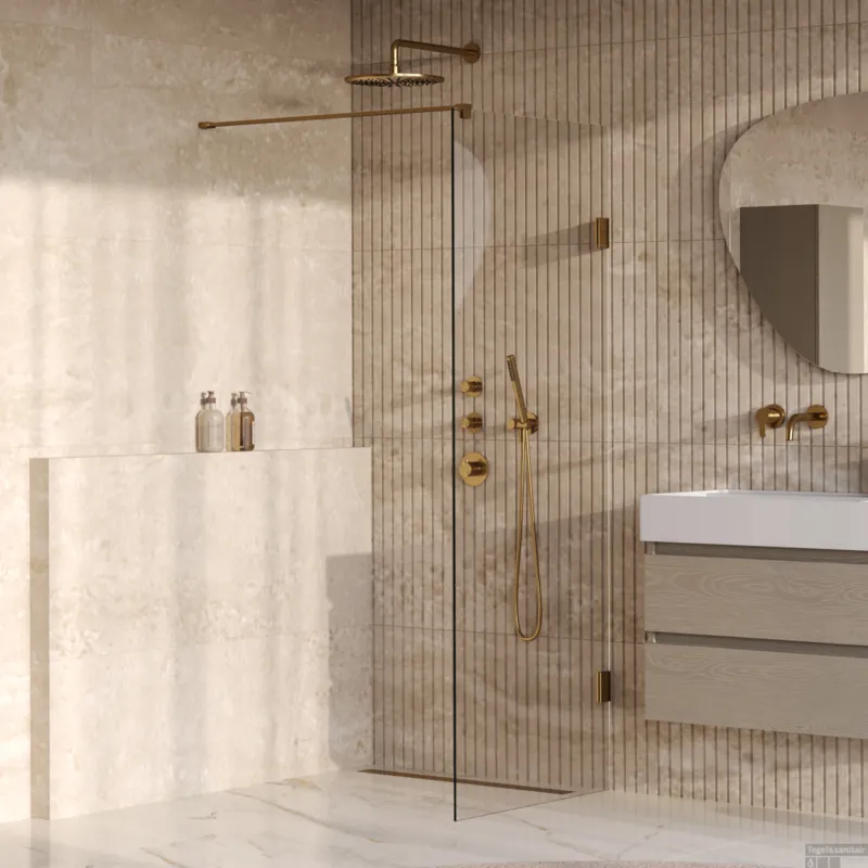 BRAUER Void inloopdouche helder glas 80x200 incl. glascoating PVD goud geborsteld Hete Deal