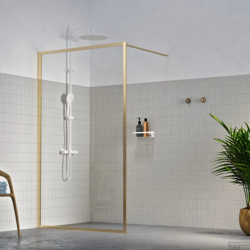 Aanbieding Inloopdouche Sealskin Contour Type A3 138x200 cm, 6 mm Helder Veiligheidsglas met Antikalklaag Geborsteld Goud