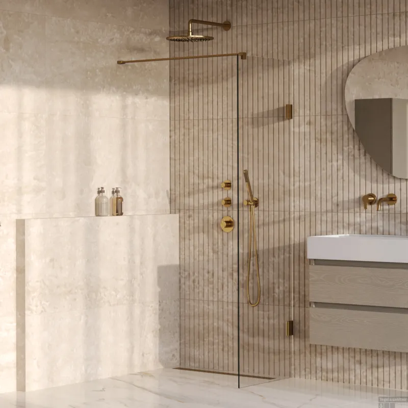 Weekendaanbieding BRAUER Void inloopdouche helder glas 50x200 incl. glascoating PVD goud geborsteld