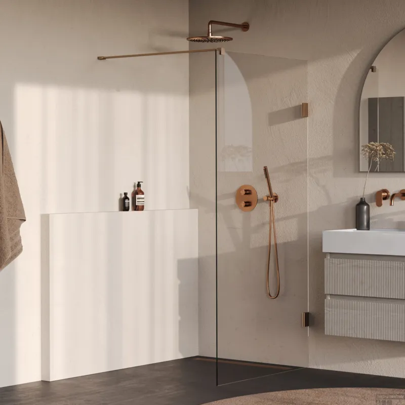 BRAUER Void inloopdouche helder glas 100x200 incl. glascoating PVD koper geborsteld Must-Have