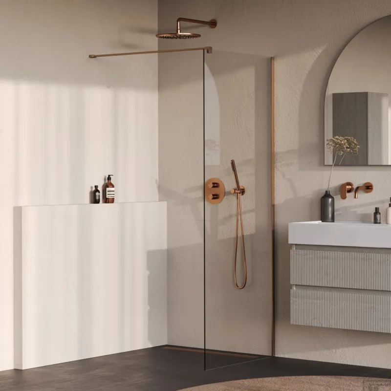BRAUER Oblivion inloopdouche helder glas 70x200 incl. glascoating PVD koper geborsteld Hete Deal