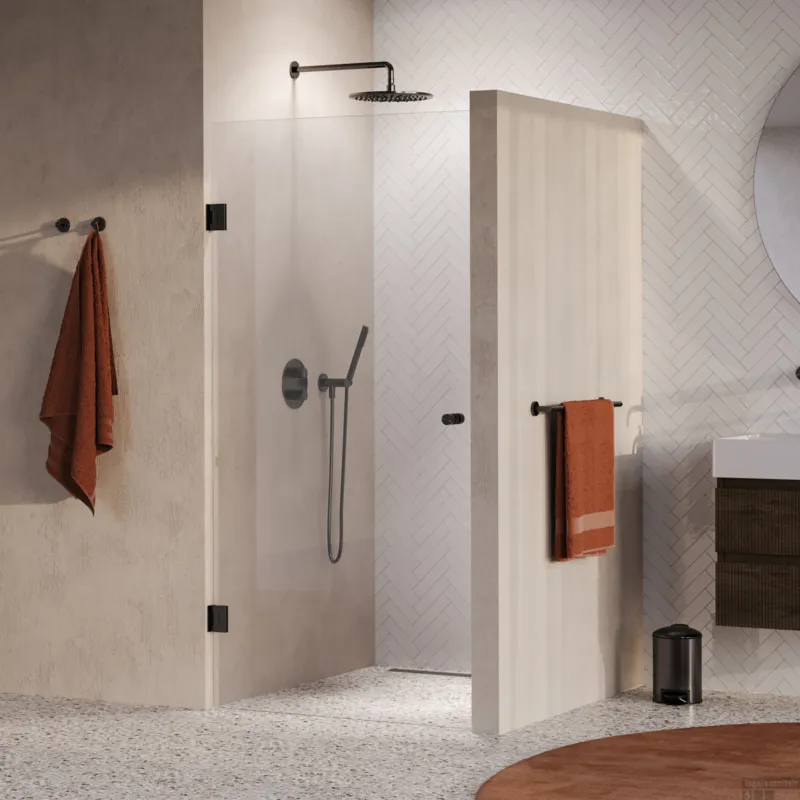 Flitsaanbieding BRAUER Void Carving nisdeur helder glas 100x200 omkeerbaar incl. glascoating PVD gunmetal geborsteld