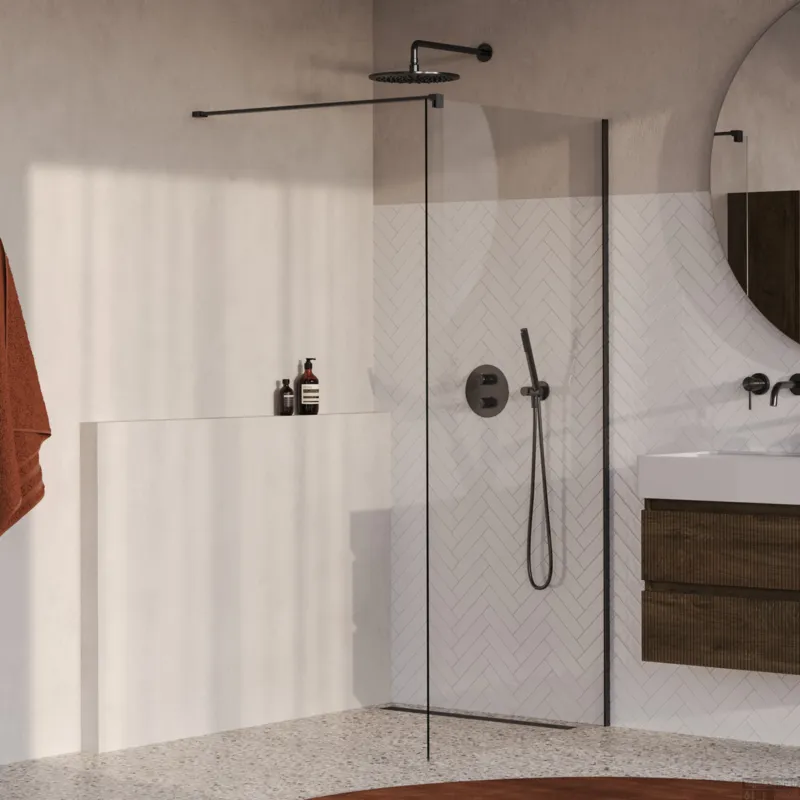 Korting BRAUER Oblivion inloopdouche helder glas 100x200 incl. glascoating PVD gunmetal geborsteld