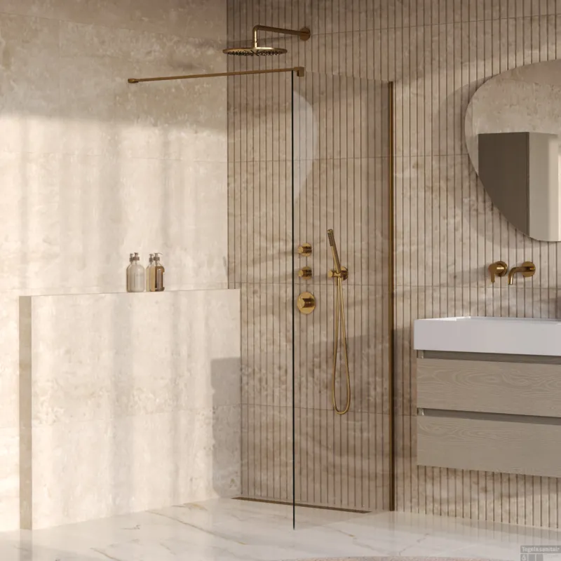 BRAUER Oblivion inloopdouche helder glas 80x200 incl. glascoating PVD goud geborsteld Meest Verkocht
