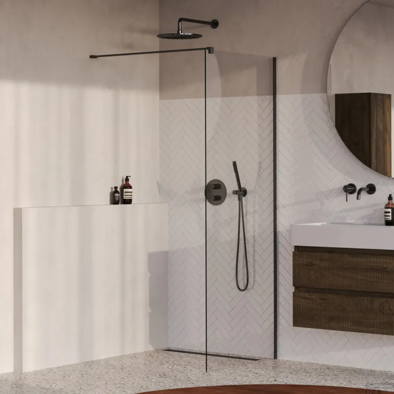 Betaalbaar BRAUER Oblivion inloopdouche helder glas 80x200 incl. glascoating PVD gunmetal geborsteld