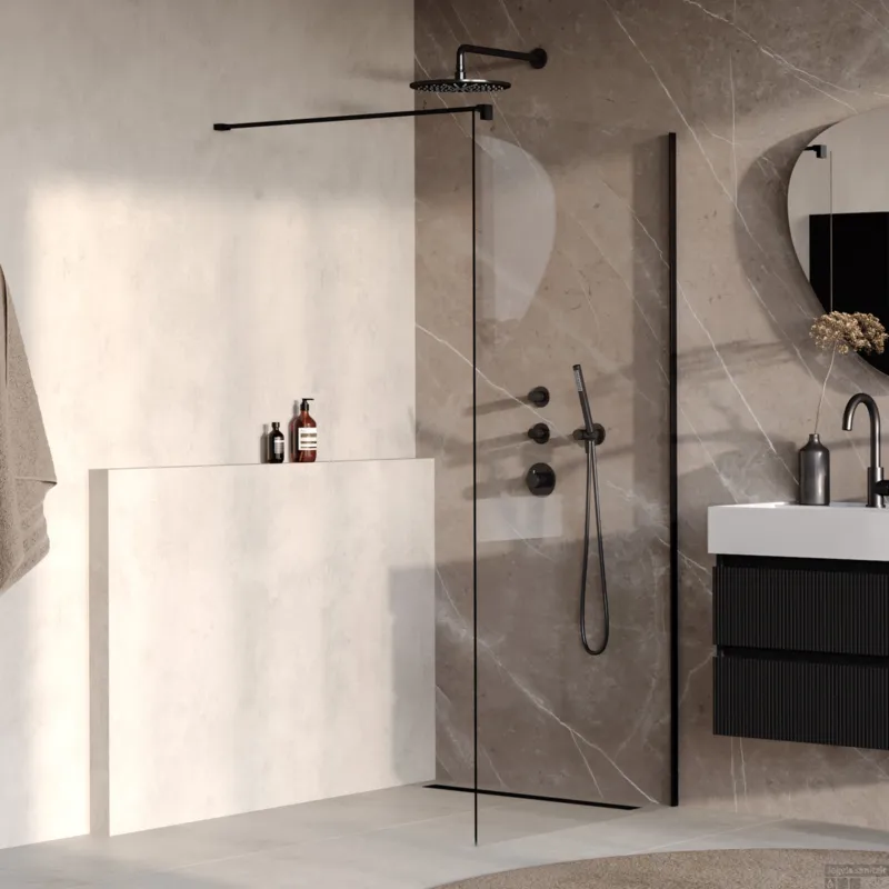 Weekendaanbieding BRAUER Oblivion inloopdouche helder glas 100x200 incl. glascoating mat zwart