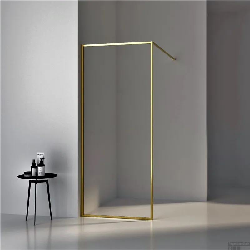 Inloopdouche BWS Recta 100x200 cm 8mm NANO Glas Geborsteld Messing Goud Must-Have