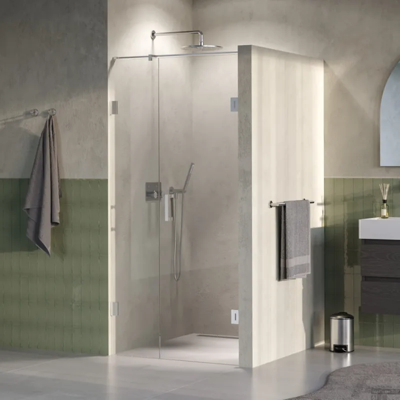 BRAUER Void nisdeur 2-delig helder glas 90x200 omkeerbaar met draaideur 60 aan muur incl. glascoating PVD RVS-kleurig Seizoensaanbieding