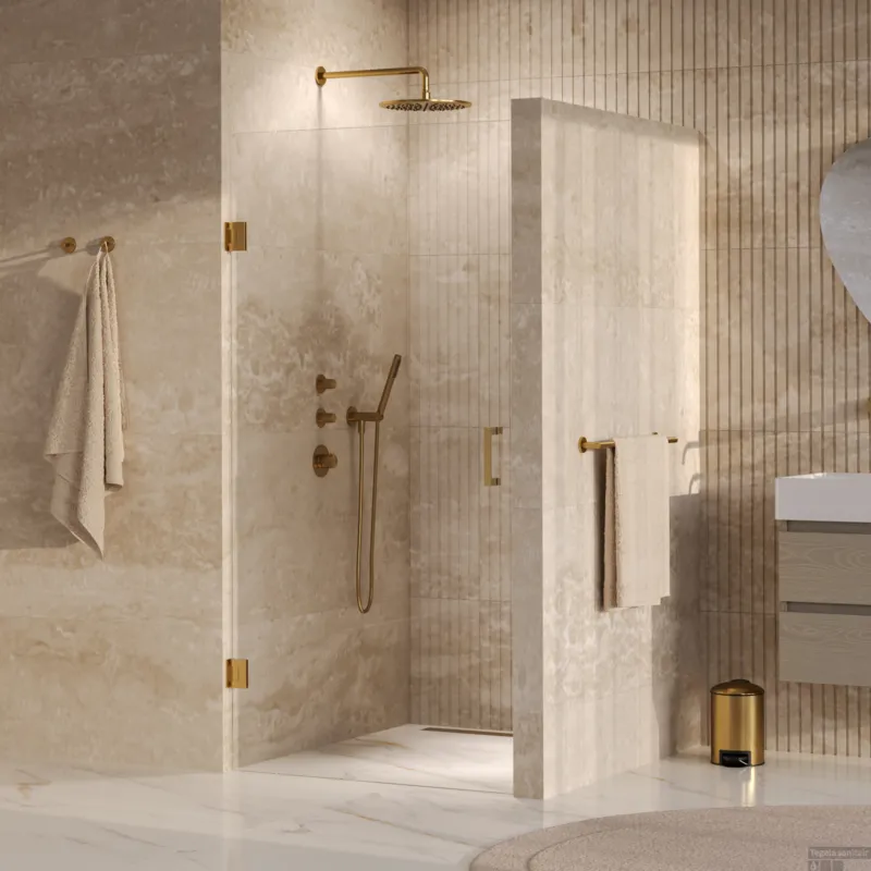 BRAUER Void nisdeur helder glas 100x200 omkeerbaar incl. glascoating PVD goud geborsteld Op = Op
